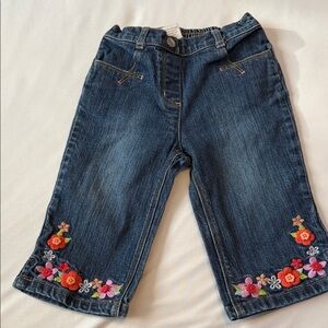 Gymboree Blue Jeans with Floral Embroidery